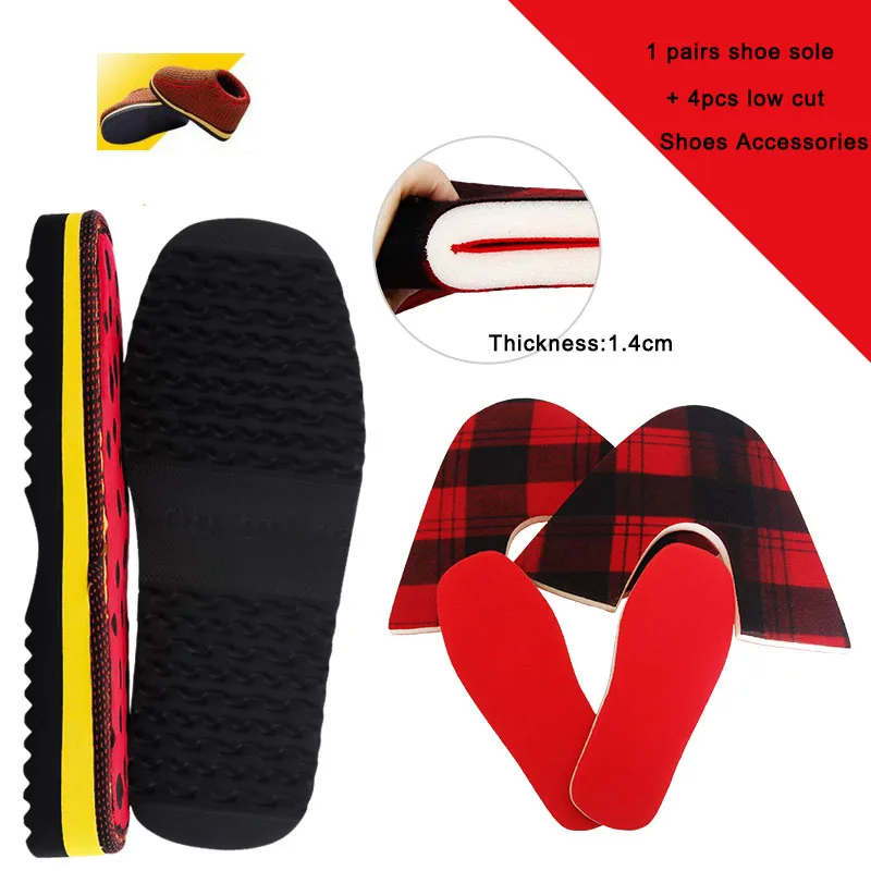 

1 set Low Cut Indoor Slippers Sole Diy Hand Knitting Materials Gum Rubber Outsole Crochet Needles Indoor Slippers Men Women