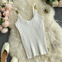 Fashion Women Summer Basic Tops Sexy Strappy Sleeveless Crop Top 2021 Female Casual Solid Color Ribbed Knit Vest - Image 4
