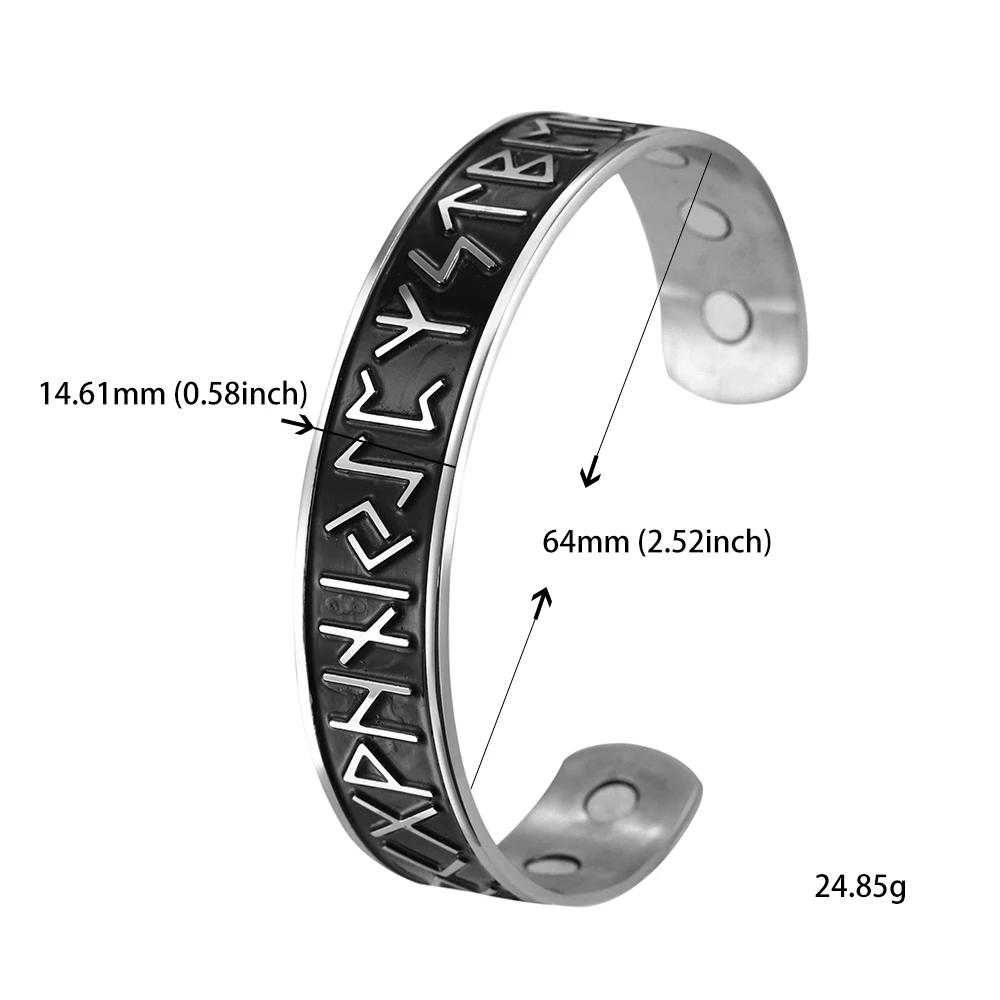 Руна Triquetra Viking Bird Man облегчающая синдром мигрень усталость стимулирует циркуляцию крови магнит нержавеющая сталь браслет манжета - Окраска металла: RUNE -1