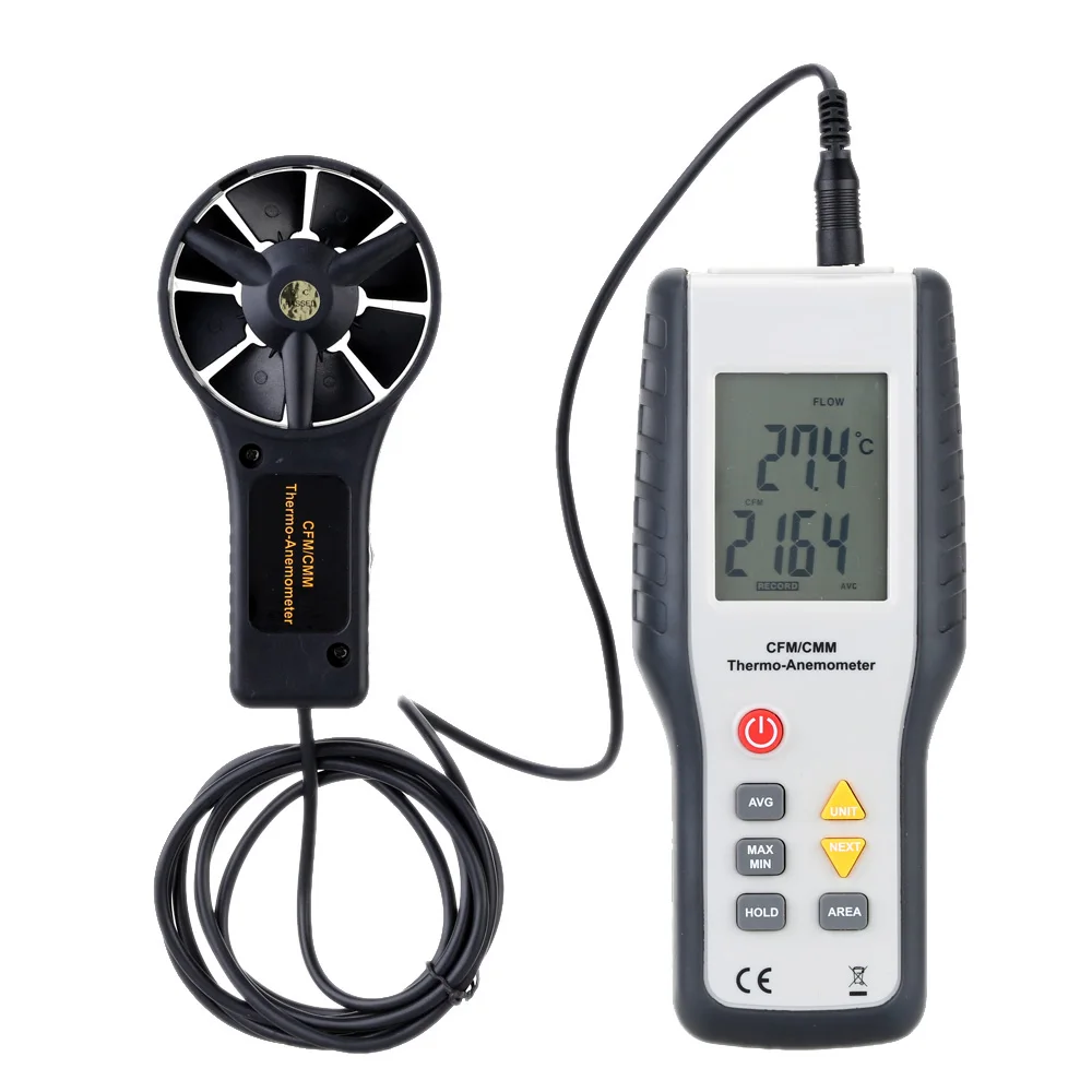 

High Sensitive Anemometer LCD CFM/CMM Display Wind Speed Anemograph Thermal Thermo-Anemometer Infrared Thermometer Measurement