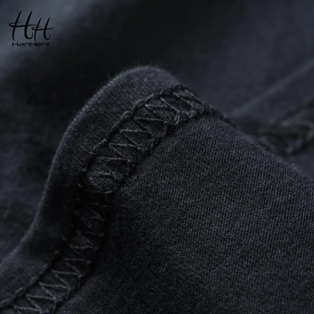 HanHent Fire Skull Топы черные мужские шеи круглые короткие хлопковые военные футболки