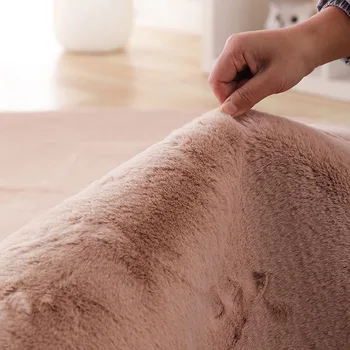 Imitation Rabbit Fur Carpet Livingroom Bedroom Bedside Rugs Soft Fluffy Sofa Mat Coffee Table Bay Window Seat Pad Solid Color 1