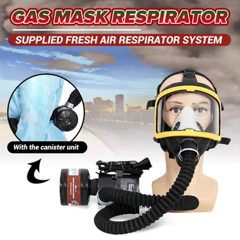 

1 Set Electric Constant Flow Supplied Air Fed Full Face Gas Mask Respirator System Protective Mask Workplace Safety Supplies