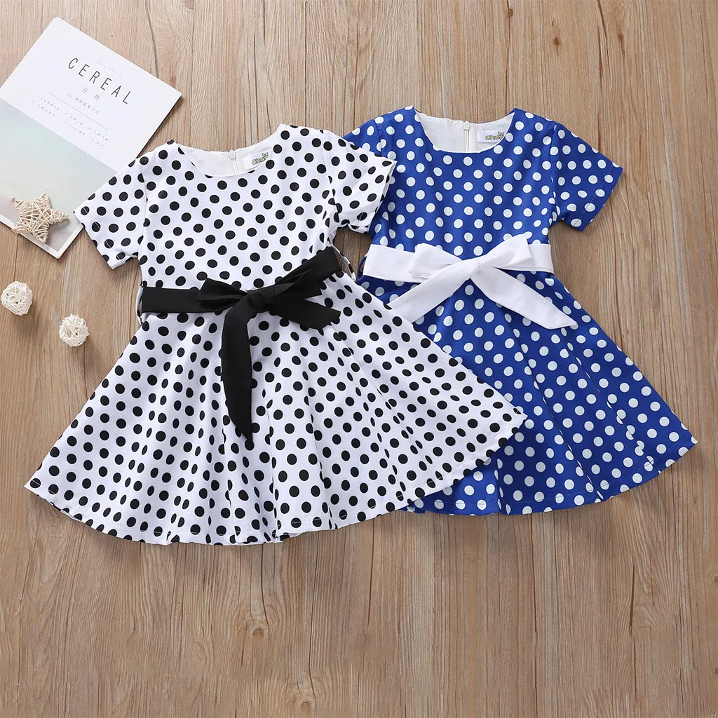 Платье для девочек; Vestidos 2019Top; детское винтажное платье для девочек; платье принцессы в горошек; праздничное платье в стиле рокабилли; детская одежда