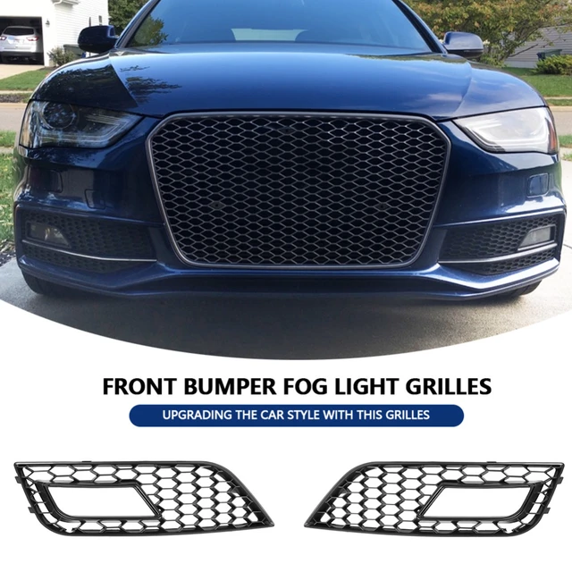 2 stücke Auto Front Stoßstange Nebel Licht Gitter Auto Mesh Glänzend  Schwarz für Audi A4 B 8,5 RS4 2013 2014 2015 2016 auto Zubehör - AliExpress