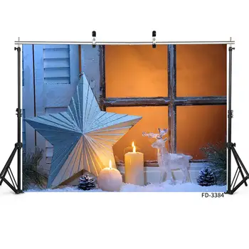 

Christmas Deer Star Candle Snow Window Backdrop Photobooth Decor Baby Newborn Photography Background Photocall Photo Studio Prop