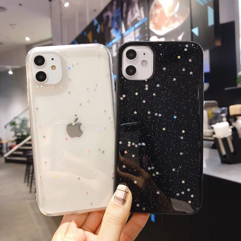 Простой Звездный чехол для телефона iPhone SE 2020 X XR XS MAX прозрачный 11 Pro 6s 7 8 Plus мягкие