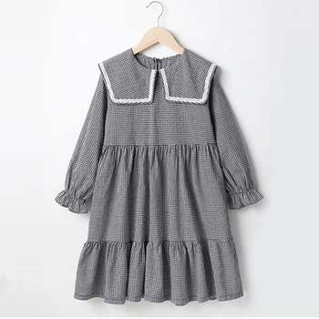 

Girls Dress Autumn Winter Clothes Big Kids 2020 New Plaid Lace Casual Dresses Warm Children Princess Dress