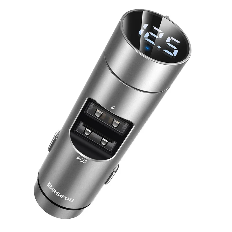 Baseus автомобильное зарядное устройство Bluetooth беспроводной fm-передатчик модулятор 3.1A двойной USB Автомобильное зарядное устройство для мобильного телефона зарядное устройство для iPhone samsung - Тип штекера: Silver