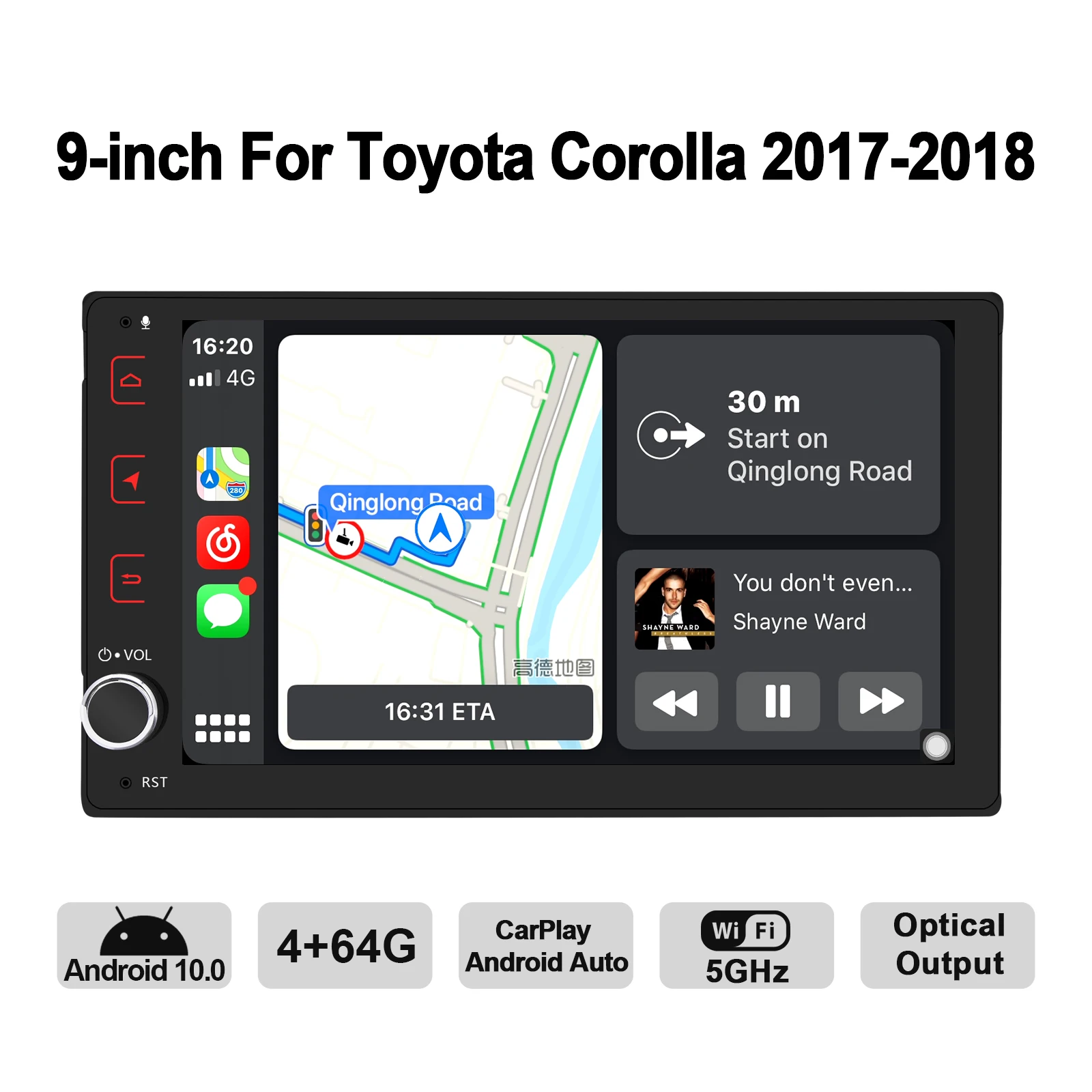 Joying-android 10カーラジオ,9インチ画面,carplay,gps,dvdメディア ...