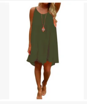 Women beach dress fluorescence female summer dress women chiffon voile women dress summer style women clothing plus size S-3XL Army Green