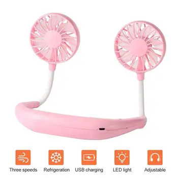 

USB Rechargeable Wearable Portable Neckband Sports Fan Mini Personal Neck Fan Easy Cool Purifies Air Cooling Fan