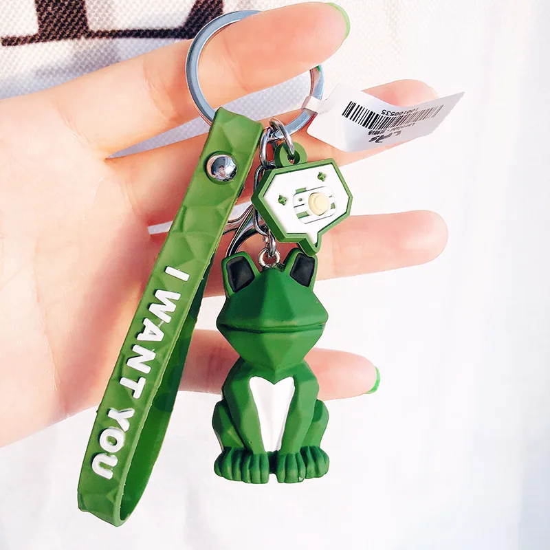 

2019 Cartoon Frog Bear Rabbit Doll Car Keychain Leather Rope Key Holder Metal Bell Key Chain Keyring Charm Bag Auto Pendant Gift