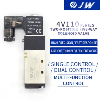 

4v110-06 4V110 Pneumatic Solenoid Air Valve 1/4" 1/8" 3/8" 1/2" inch 2/5 Electromagnetic 24V 110V 220V Airtac TYPE