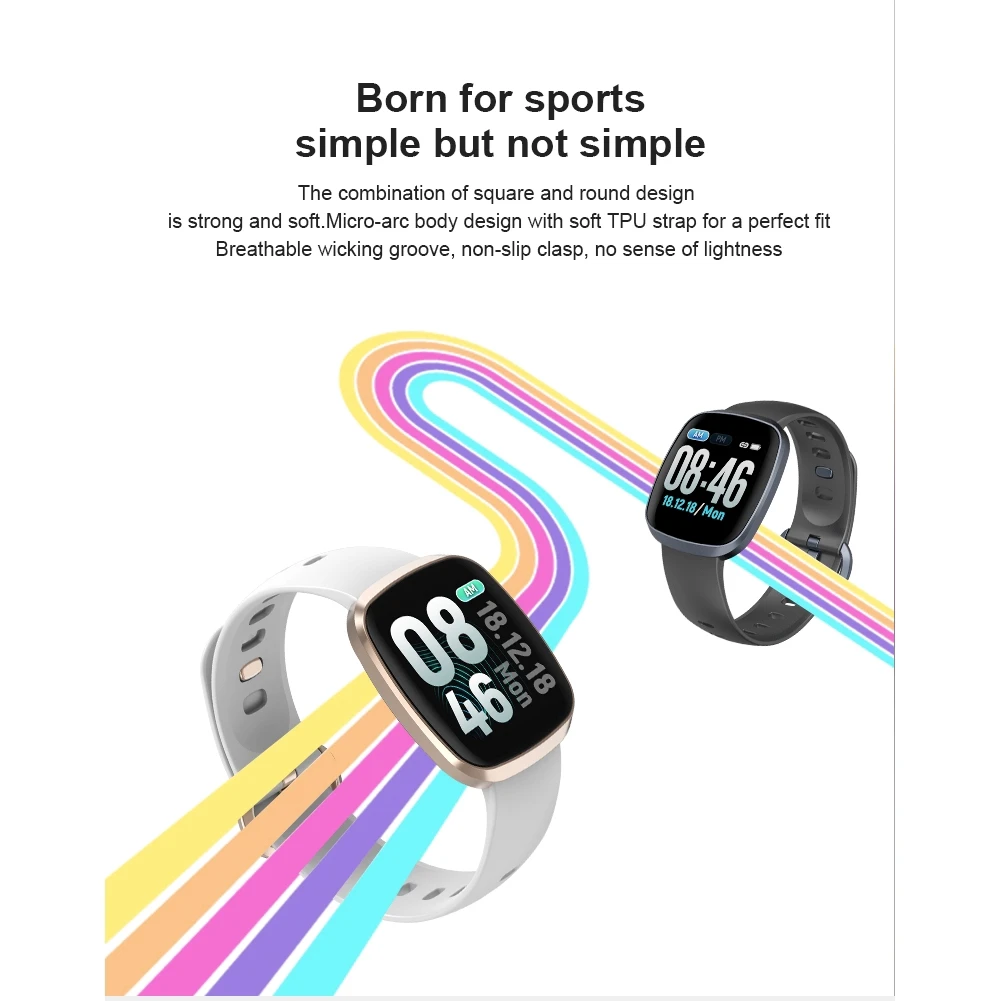 new waterproof smart watch GT103 blood pressure exercise tracker Sleep Monitor Music Control Full Screen touch