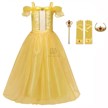

Fancy Girl Princess Dresses Belle Sleeping Beauty Jasmine Rapunzel Ariel Cosplay Costume Elsa Anna Sofia Children Party Clothes