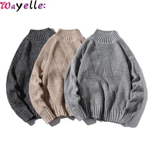 Warm Turtleneck Sweater Men New Autumn Winter Retro Argle Solid Pullovers and Jumpers Men's Sweater Casual Loose Sweater Men 5XL