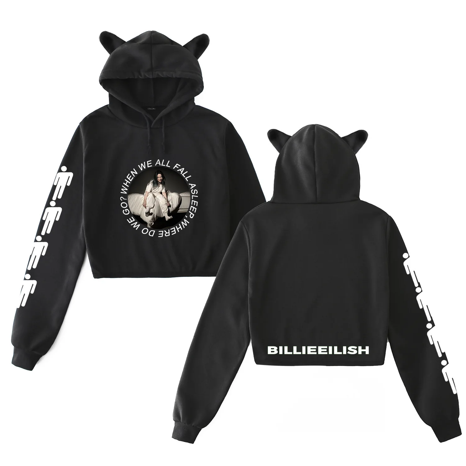Billie Eilish кошачий ухо толстовки, свитшоты, куртки Повседневное более Размеры d Толстовка размера плюс 4XL товаров