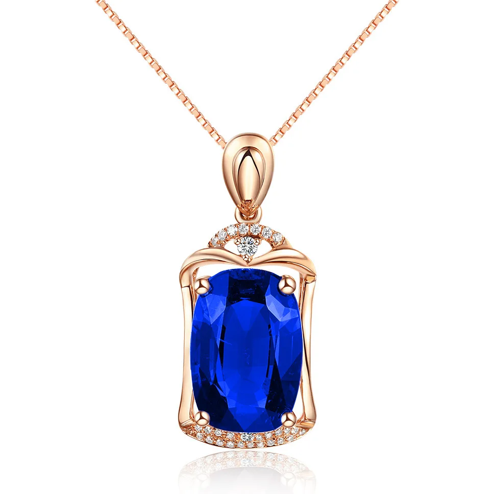 Pendant Necklace 14K Rose Gold Gemstone Natural Red Ruby Pendant 45cm Necklace Jewelry 1cm