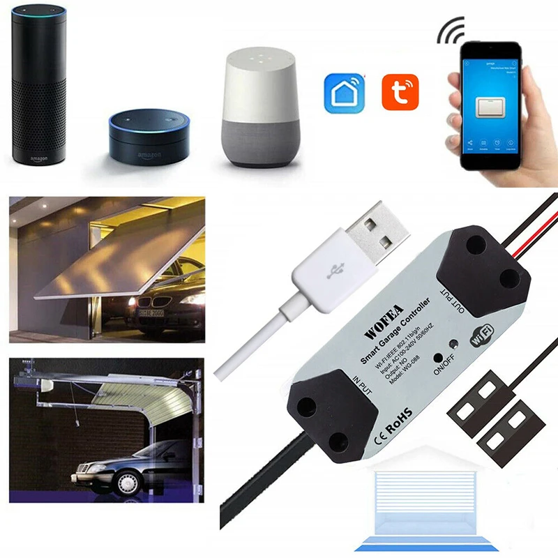 

100-240V Garage Controller 16A 3000W 50Hz Frequency WiFi Voice APP Control Door