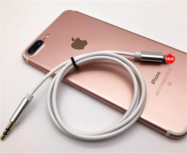 Освещение до 3,5 мм разъем аудио удлинитель Aux Шнур для IPhone 11 Pro XS Max XR X 10 8 7 Plus Автомобильный Динамик Разъем для наушников - Цвет: Серебристый