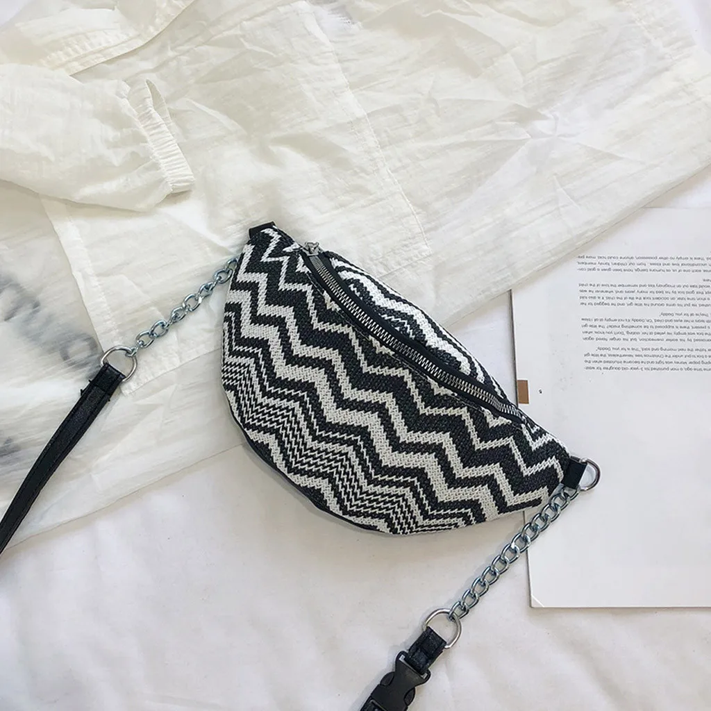 Женская Полосатая ткацкая поясная сумка, Национальная уличная поясная сумка, сумки через плечо на молнии, соломенная нагрудная сумка, сумка для почек nerka damska