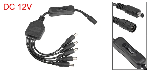 5 Ports (1 Pack) Uxcell 1/2/3 шт. встроенные перекидной переключатель вкл выкл отклонения в размерах на 1-2/3/4/5 Порты DC 12V с 5,5x2,1 мм DC разъем для мужчин и женщин Мощность кабель - Цвет: 5 Ports (1 Pack)