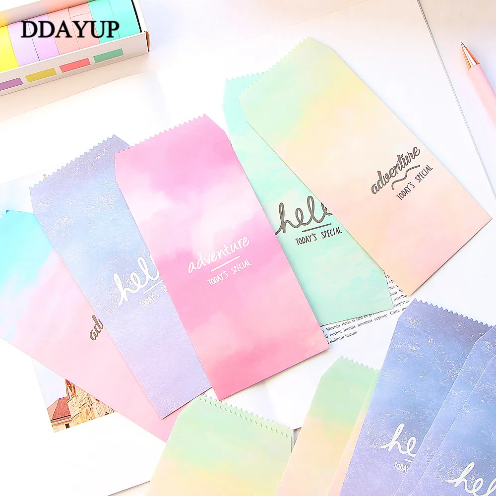 

5Pcs/lot Creative Watercolor Envelope Envelope Letter Paper Message Card Letter Stationary Storage Paper Gift