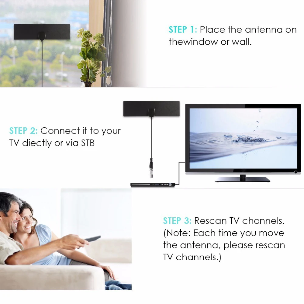 Комнатная ТВ антенна kebidumei HD 1080P HDTV цифровой усилитель с высоким коэффициентом