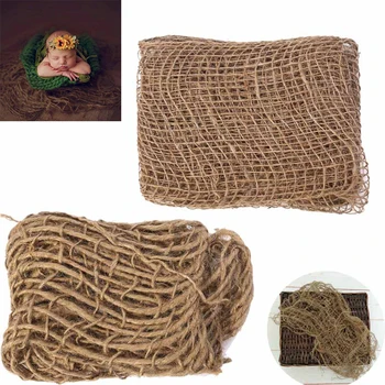 Puntelli per fotografia neonato Chunky strato di tela da imballaggio Net Hessian Jute Fondale Coperta Tappetino Coperta per bambini per accessori per servizi fotografici