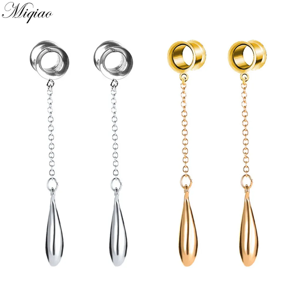 

Miqiao 2pcs New Creative Stainless Steel Long Drop Earrings, Double Horn Ear Expanders, Body Piercing Jewelry