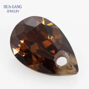 

Single Hole AAAAA Pear Shape Brilliant Coffee Cubic Zirconia Stone For Jewelry Making 4x6~15x20mm High Quality Brown CZ Beads