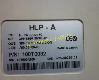DHL/EMS используется Holip Преобразователь частоты HLPA02D243C A серии 2.2kw 380V для промышленного использования-A1