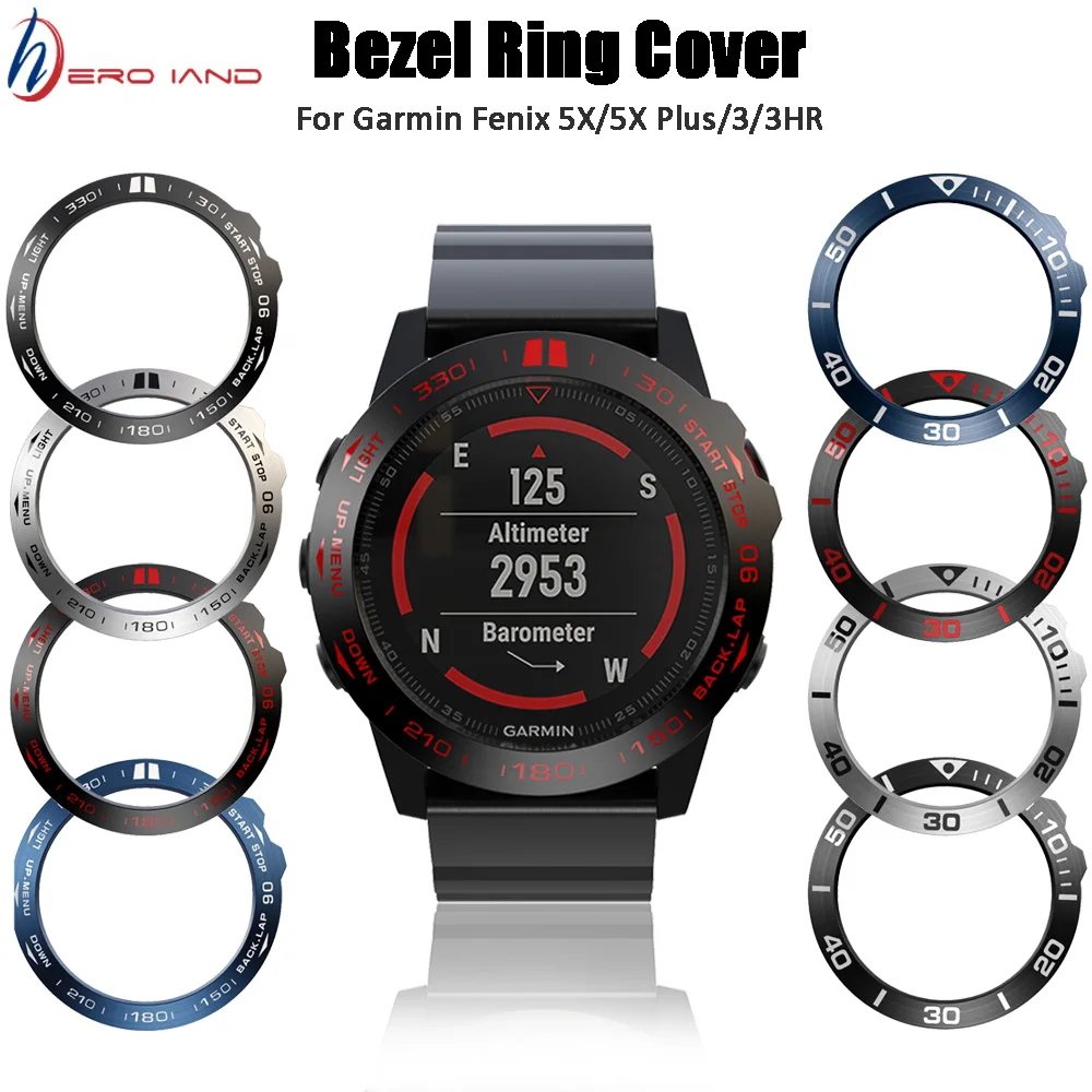 Stainless Steel Bezel Ring Adhesive Cover Anti Scratch for Garmin Fenix 5X /5X 
