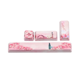 

4 Keys Fashion Spacebar Decorative 6.25U Mechanical Keyboard Keycap Computer Replacement PBT Allover Dye DIY ESC For MX