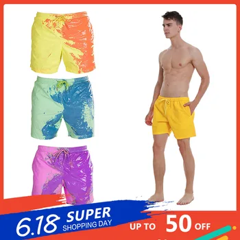 

Fashion Magical Change Color Beach Shorts Men Swimming Trunks Swimwear Quick Dry Bathing Shorts Beach Shorts Bathing Shorts
