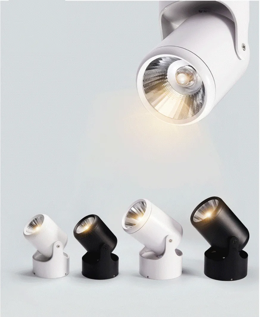 LED轨道灯-吸顶式轨道灯黑白9w12w背景墙可调角度射灯360度旋转COB明装_01