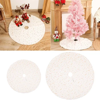 

90/122cm Christmas Tree Skirt Bronzing Feather Ornament Imitation Rabbit Fur Floor Mat Xmas New Year Party Decoration