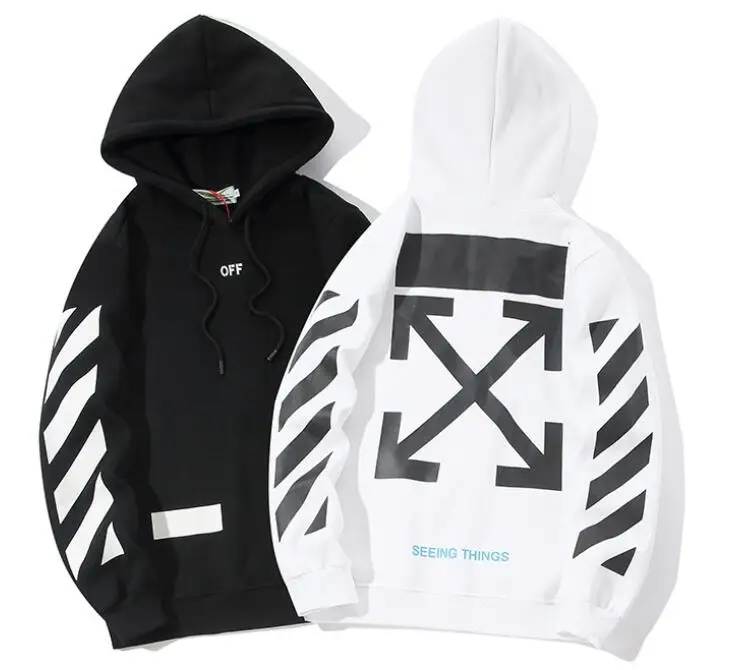 19ss OFF-WHITE C/O Arrow Men Women fleece fashion Cotton sports autumn winter print Sweatshirt streetwear Loose hoodie jacket