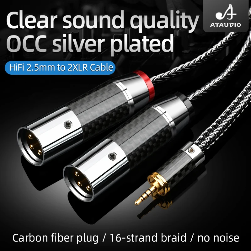 Cabo de Equilíbrio Hifi 2.5 mm Trrs para 2xlr Cabo Banhado a Silvr de Occ 2.5 para Astell & Kern Ak100ii Ak120ii Ak240 Ak380 Ak320 de Alta Qualidade