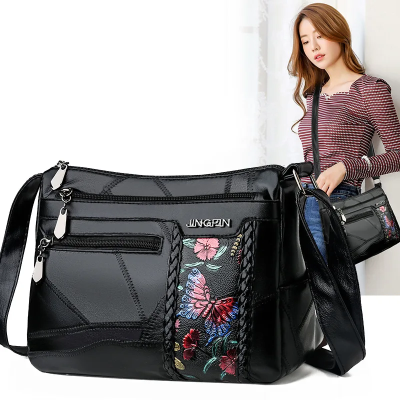

Genuine Sheep Skin WOMEN'S Bag Middle-aged Mommy Bag 2019 New Style Korean-style Fashion Small Square Bag Simple Versatile Cross