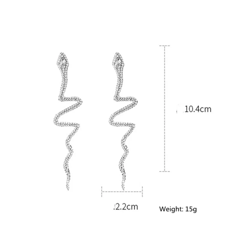 FYUAN длинные кисточки кристаллы Висячие серьги для женщин блестящие стразы в форме змеи Висячие серьги Свадебные Модные Ювелирные изделия Подарки