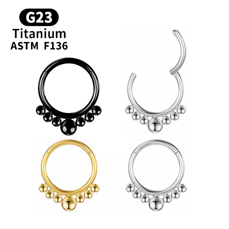 

G23 Titanium 16g Nose Ring Hinged Segment Daith Helix Earring Septum Clicker Labret Ear Tragus Cartilage Stud Piercing Jewelry
