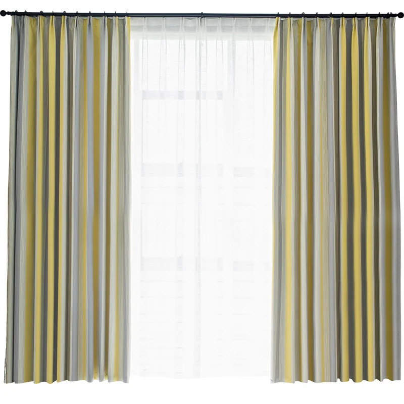 Современная желтая полосатая Затемняющая штора скандинавские для гостиной шторы на заказ изоляционная ткань драпированные жалюзи X597#30
