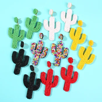 

Bohemian Beads Cactus Drop Earring for Women Wedding Cute Trendy vintage Plants Girl Party Gift Statement Earrings Jewelry