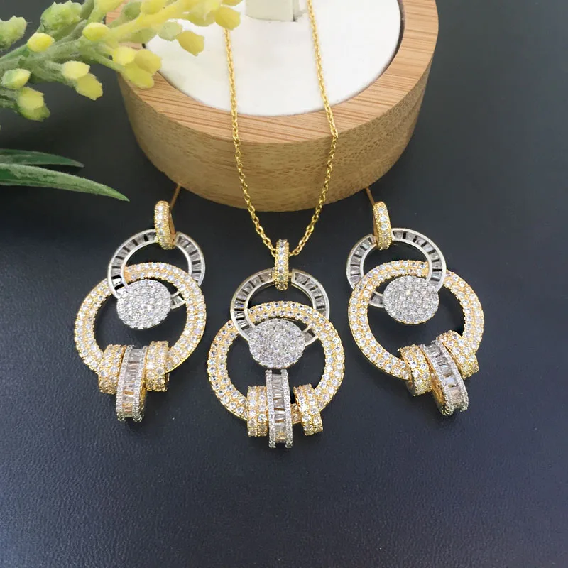 

Lanyika Jewelry Modern Stylish Lantern Micro inlay Necklace with Earrings for Banquet Luxury Best Gift