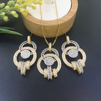

Lanyika Jewelry Modern Stylish Lantern Micro inlay Necklace with Earrings for Banquet Luxury Best Gift