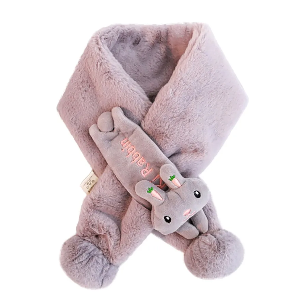 Fashion Scarf Children Girl Boy Plush Shawl Wool Insulation Windbreak Scarf Lovely Cute Fur Soft Scarves шарф женский#15