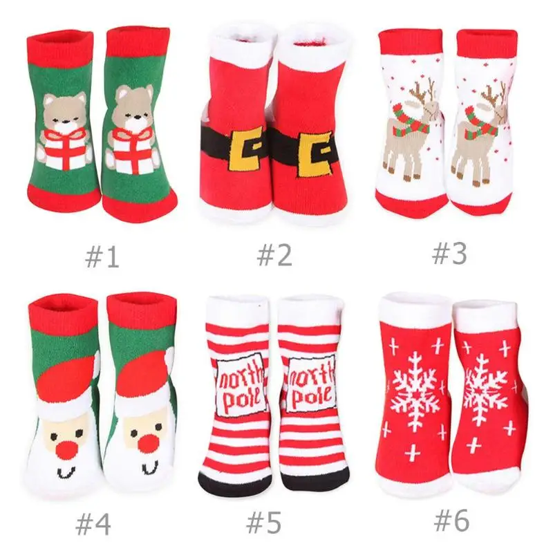 Зимние носки для мальчиков и девочек Детские плотные теплые рождественские короткие носки в полоску подарок