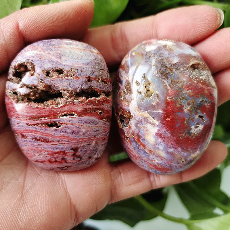 A Natural stone Marine jasper palm healing crystals Decorative collection stones and | Дом и сад